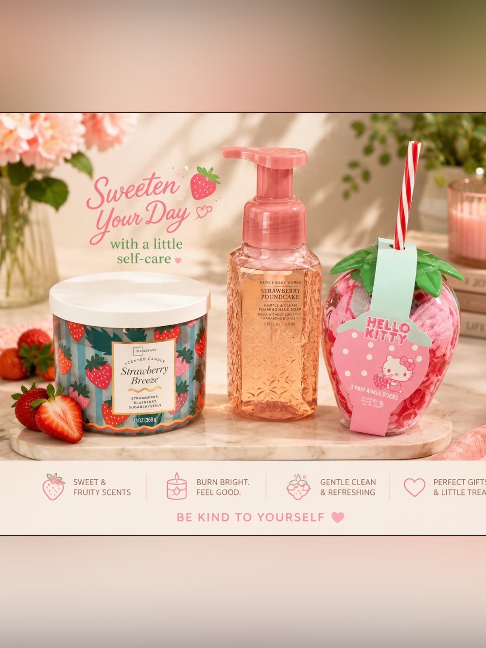 A BeauTEAful Strawberry Hand Soap & Bath Gift Set